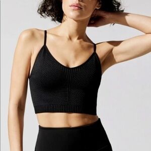 Spiritual Gangster black ribbed crop cami, size M/L, straps do not adjust, NWT